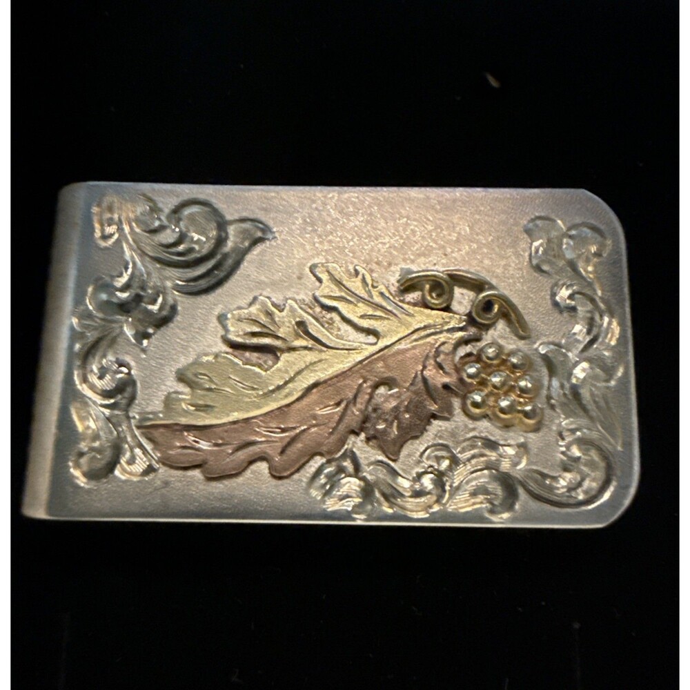 Vintage Sterling Silver Black Hills Gold Money Clip 26.16g